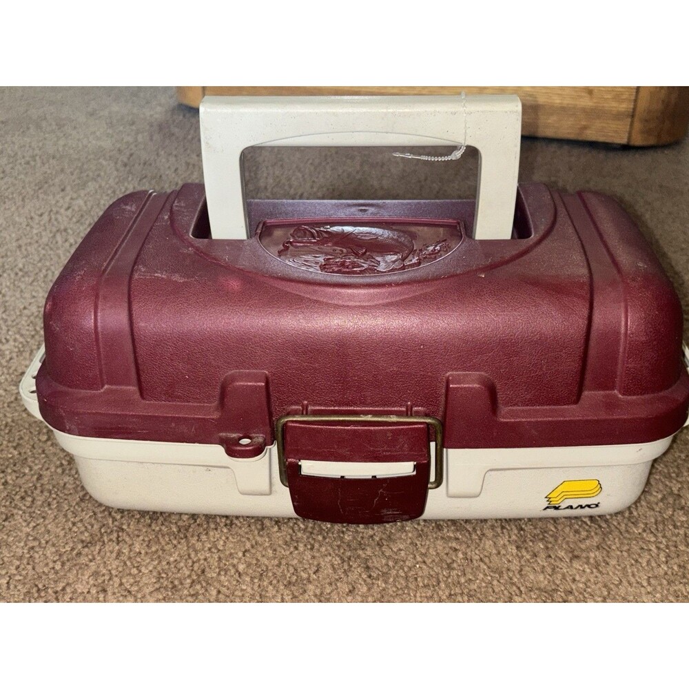 Plano Tackle Box Red Top Latch Closure 13 Inch Fishing Lure and Tackle Storage